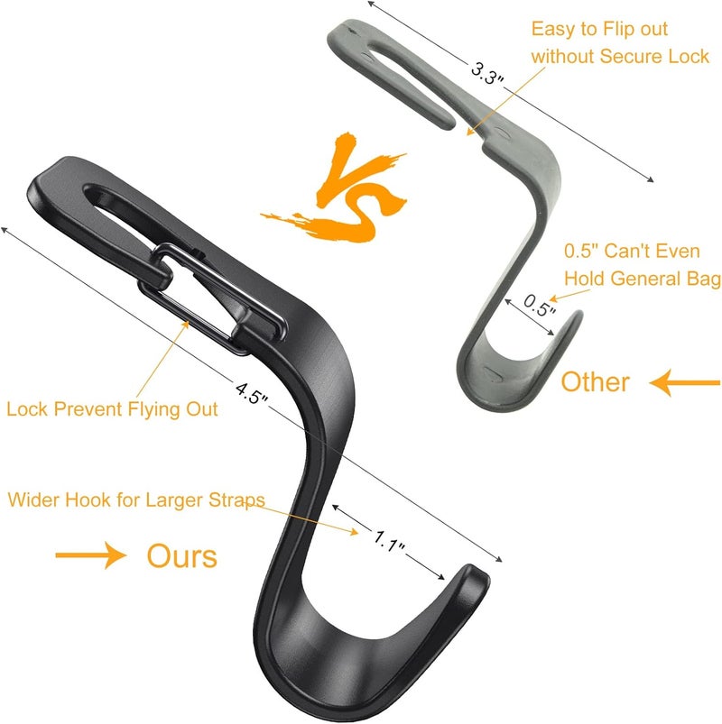 EldHus 4 Pack Car Back Seat Headrest Hook Hanger for Purse Grocery Bag Handbag Hat - Image 2